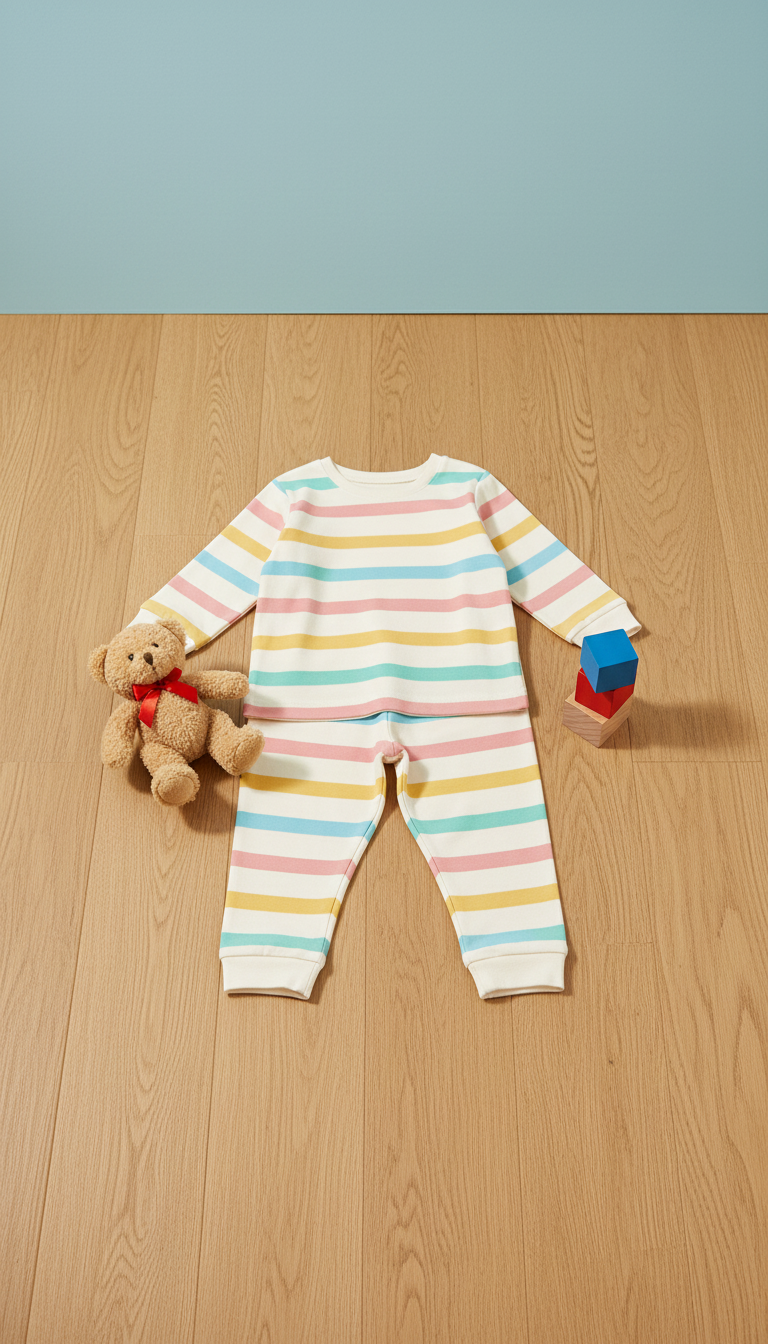 Soft Cotton Striped Kids' Pajamas in a new setting
