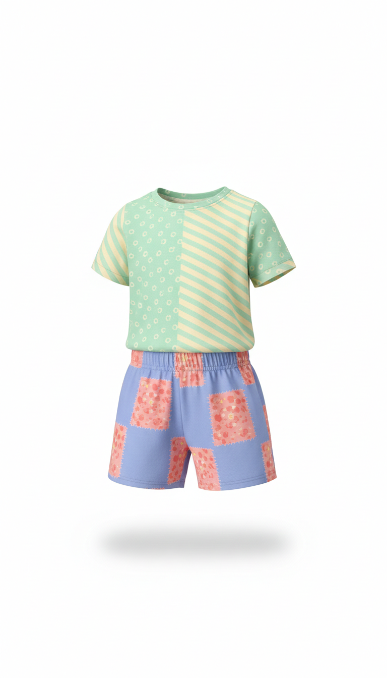 Boys mix-and-match outfit set in mint and blue
