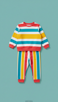 Boys striped cotton sweatshirt and joggers set in bright stripes